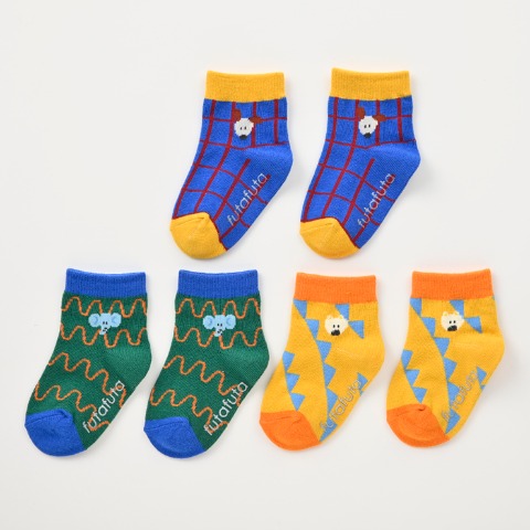 ベビー　3足組ショートクルーソックス（9～15cm　futafuta）