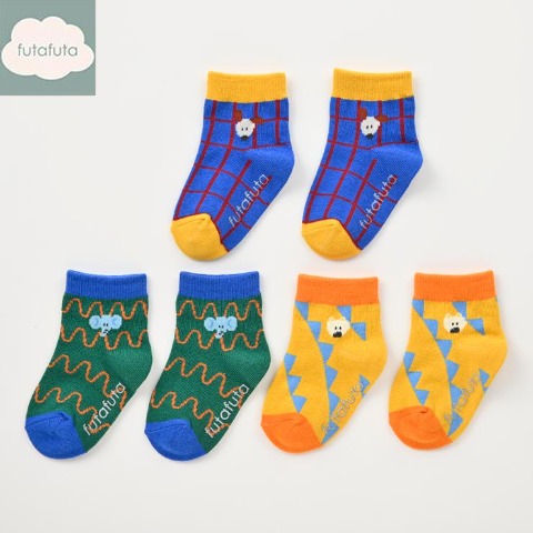 ベビー　3足組ショートクルーソックス（9～15cm　futafuta）