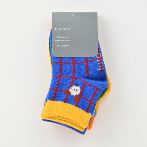 ベビー　3足組ショートクルーソックス（9～15cm　futafuta）