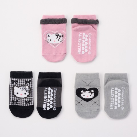 ベビー　スニーカー丈ソックス3足組（9-15cm・ハローキティ）