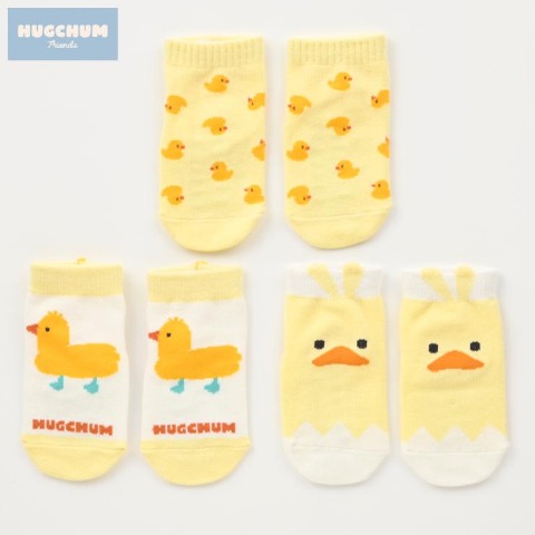 ベビー 3足組ショートクルーソックス（9～15cm HugChumFriends）