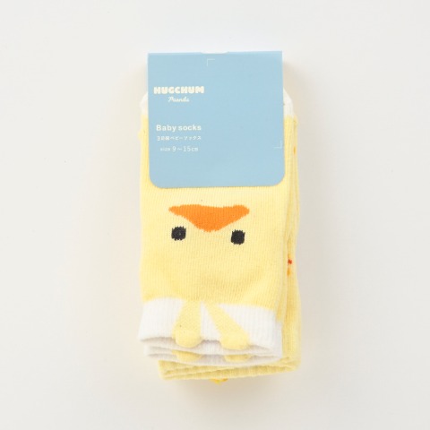 ベビー 3足組ショートクルーソックス（9～15cm HugChumFriends）