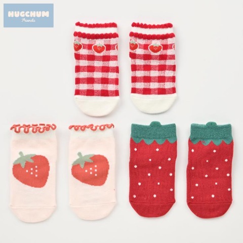 ベビー 3足組ショートクルーソックス（9～15cm HugChumFriends）