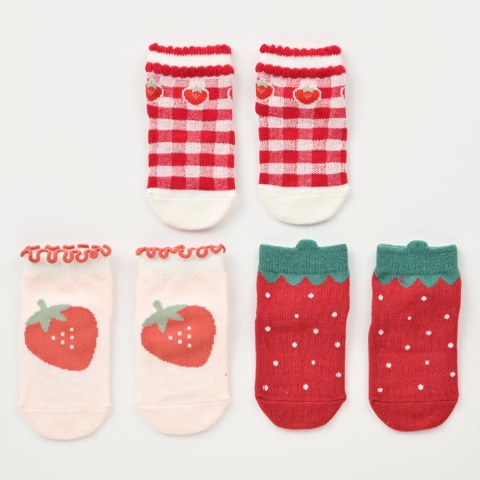 ベビー 3足組ショートクルーソックス（9～15cm HugChumFriends）