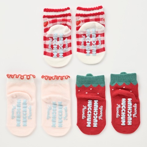 ベビー 3足組ショートクルーソックス（9～15cm HugChumFriends）