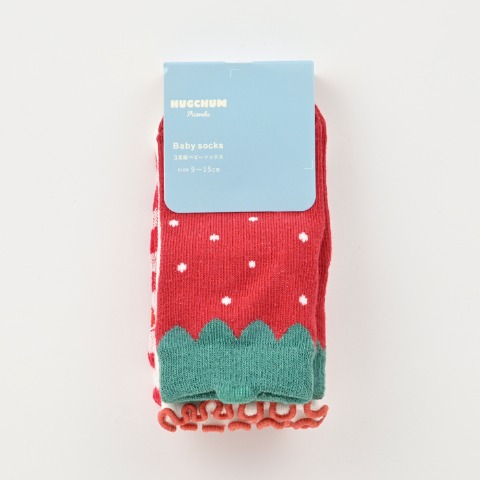 ベビー 3足組ショートクルーソックス（9～15cm HugChumFriends）