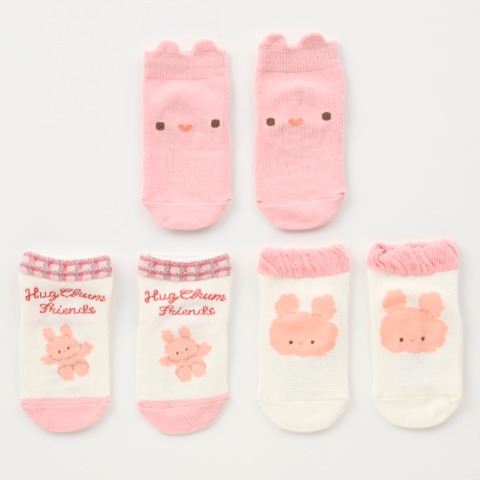 ベビー 3足組ショートクルーソックス（9～15cm HugChumFriends）