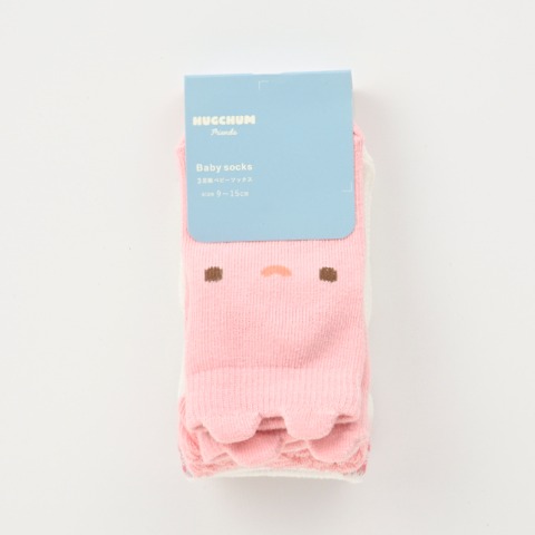 ベビー 3足組ショートクルーソックス（9～15cm HugChumFriends）