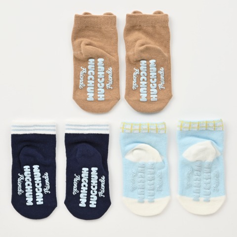 ベビー 3足組ショートクルーソックス（9～15cm HugChumFriends）