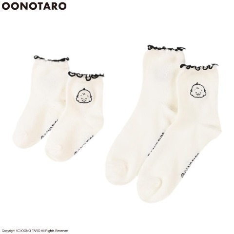 親子ソックス　2足組ショートクルーソックス（9～15・23～25cm　おおのたろう）