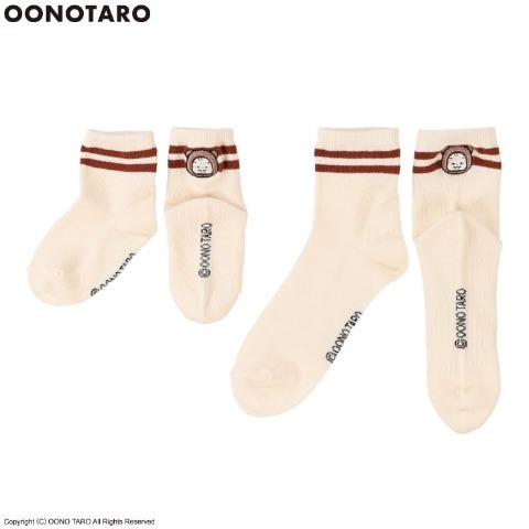 親子ソックス　2足組ショートクルーソックス（9～15・23～25cm　おおのたろう）