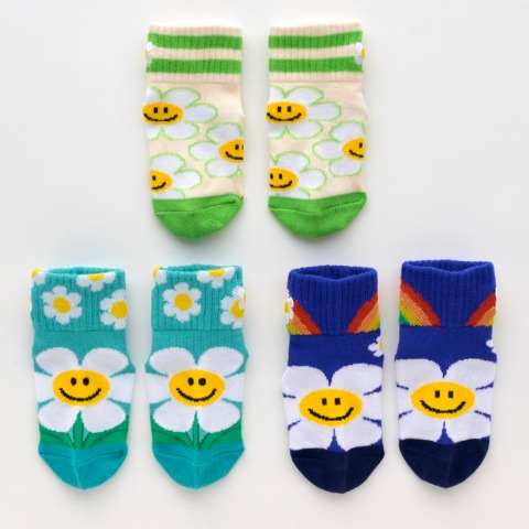 ベビー 　3足組クルーソックス (9～15cm・wiggle wiggle)