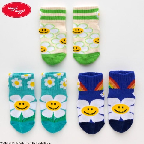 ベビー 　3足組クルーソックス (9～15cm・wiggle wiggle)