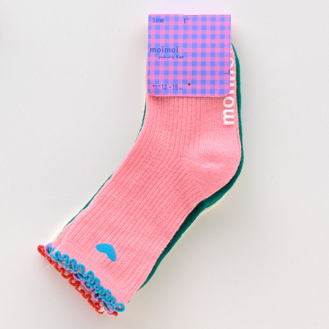 ベビー　3足組クルーソックス（12～15cm moimoi）
