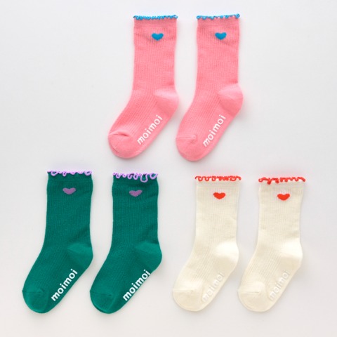ベビー　3足組クルーソックス（12～15cm moimoi）