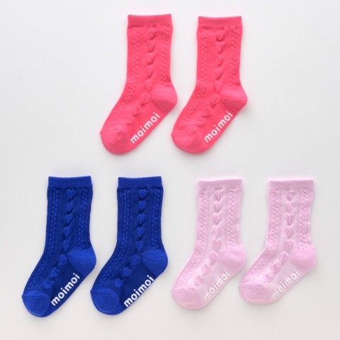 ベビー　3足組クルーソックス（12～15cm moimoi）