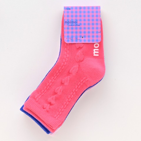 ベビー　3足組クルーソックス（12～15cm moimoi）