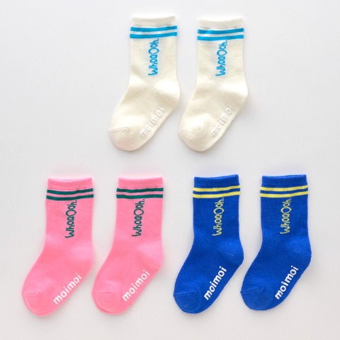 ベビー　3足組クルーソックス（12～15cm moimoi）