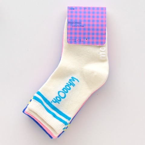 ベビー　3足組クルーソックス（12～15cm moimoi）