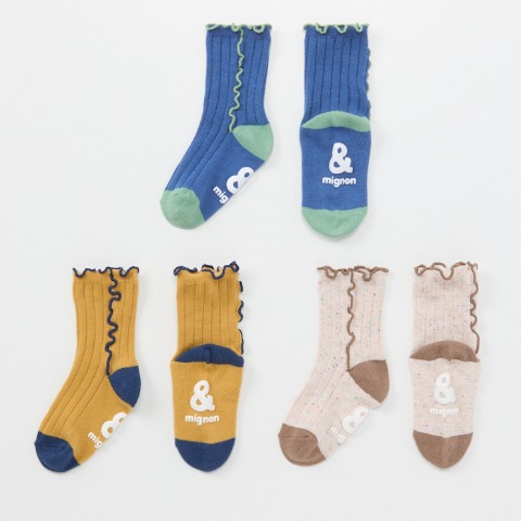 ベビー　3足組クルーソックス（9～15cm　&mignon）