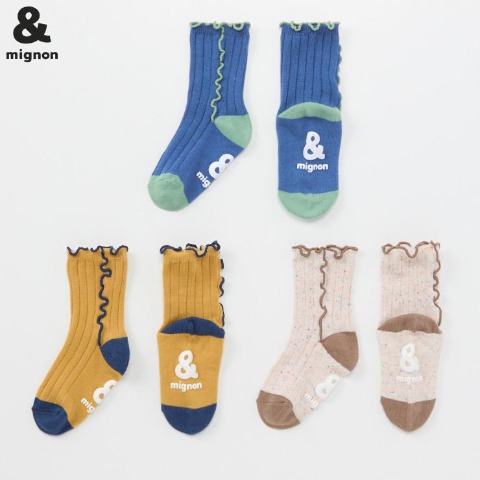 ベビー　3足組クルーソックス（9～15cm　&mignon）