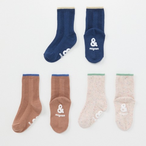 ベビー　3足組クルーソックス（9～15cm　&mignon）