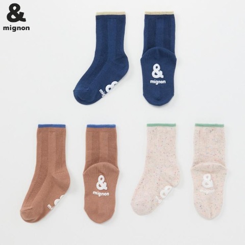 ベビー　3足組クルーソックス（9～15cm　&mignon）