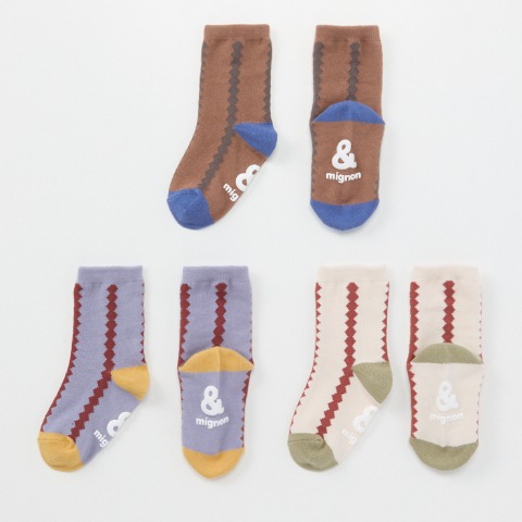 ベビー　3足組クルーソックス（9～15cm　&mignon）