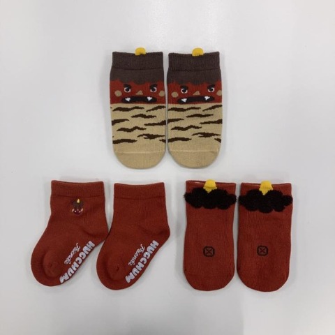 ベビー 3足組ショートクルーソックス（9～15cm HugChum Friends）