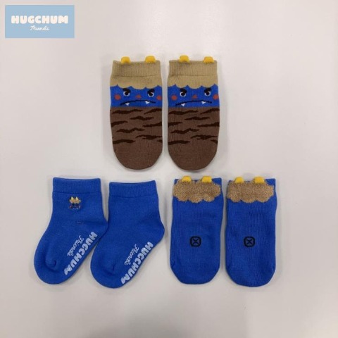 ベビー 3足組ショートクルーソックス（9～15cm HugChum Friends）