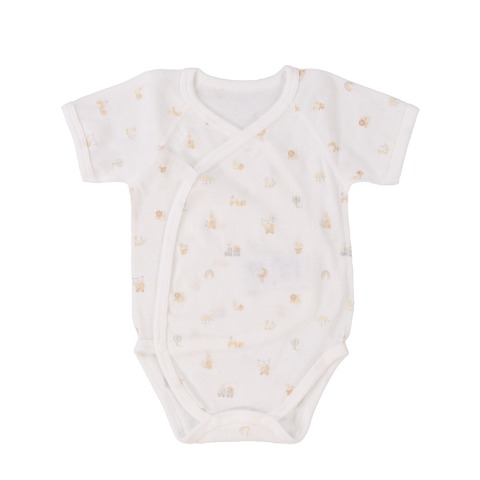 新生児　2枚組打ち合わせロンパース肌着 (50-60・60-70cm　Cottoli)