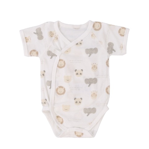 新生児　2枚組打ち合わせロンパース肌着 (50-60・60-70cm　Cottoli)