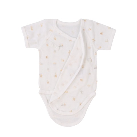 新生児　2枚組打ち合わせロンパース肌着 (50-60・60-70cm　Cottoli)