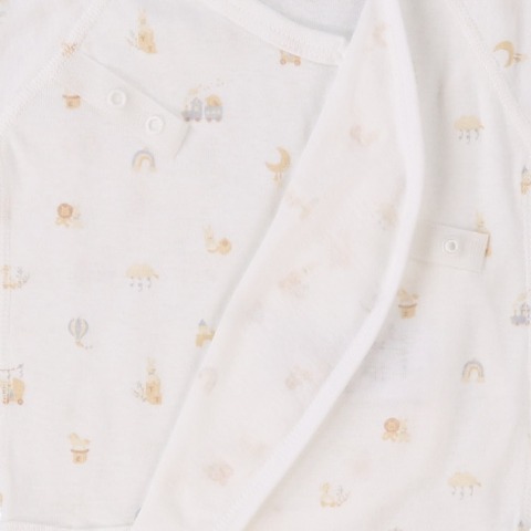 新生児　2枚組打ち合わせロンパース肌着 (50-60・60-70cm　Cottoli)
