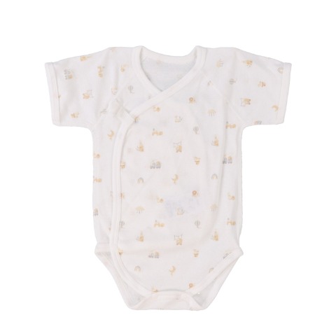 新生児　2枚組打ち合わせロンパース肌着 (50-60・60-70cm　Cottoli)
