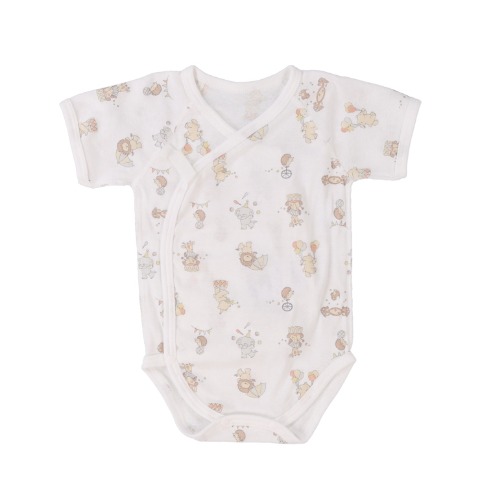 新生児　2枚組打ち合わせロンパース肌着 (50-60・60-70cm　Cottoli)