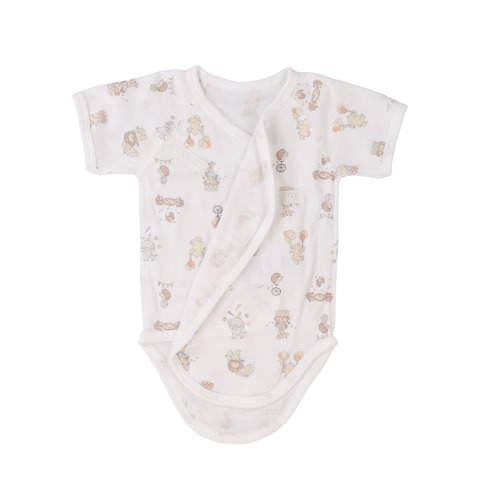 新生児　2枚組打ち合わせロンパース肌着 (50-60・60-70cm　Cottoli)