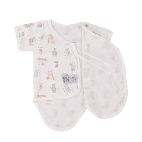 新生児　2枚組打ち合わせロンパース肌着 (50-60・60-70cm　Cottoli)