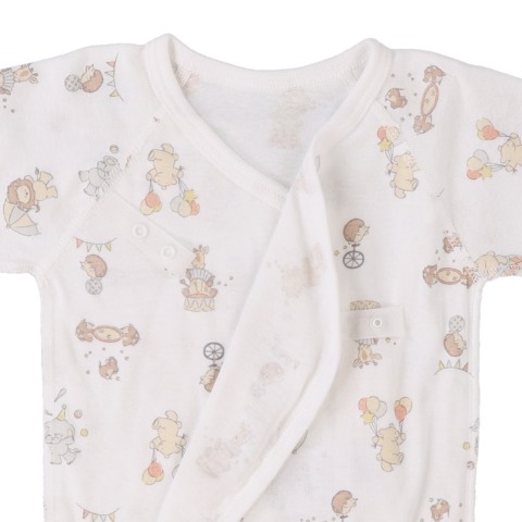 新生児　2枚組打ち合わせロンパース肌着 (50-60・60-70cm　Cottoli)