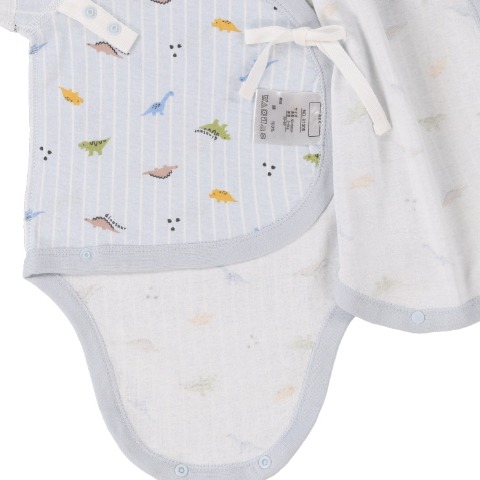 新生児　2枚組半袖打ち合わせロンパス　（50～60・60～70cm）