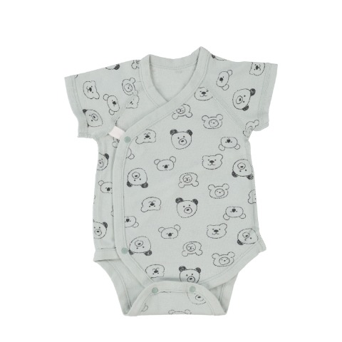 新生児　2枚組半袖打ち合わせロンパス　（50～60・60～70cm）