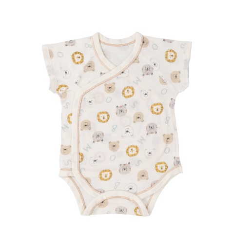 新生児　2枚組半袖打ち合わせロンパス　（50～60・60～70cm）