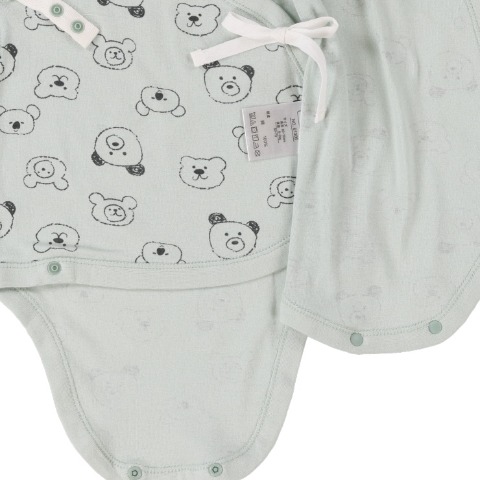 新生児　2枚組半袖打ち合わせロンパス　（50～60・60～70cm）