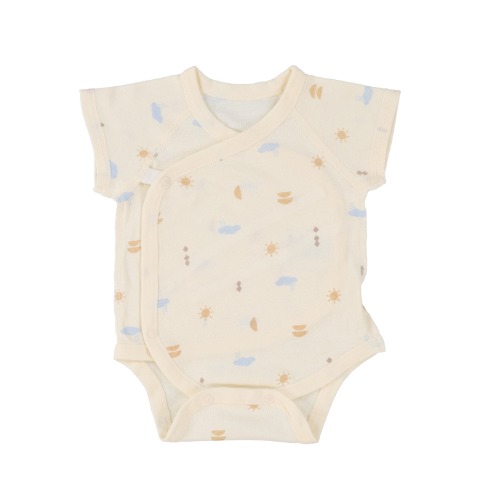 新生児　2枚組半袖打ち合わせロンパス　（50～60・60～70cm）