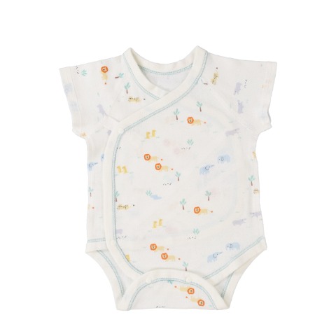 新生児　2枚組半袖打ち合わせロンパス　（50～60・60～70cm）