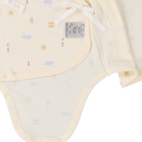 新生児　2枚組半袖打ち合わせロンパス　（50～60・60～70cm）