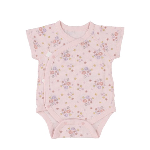 新生児　2枚組半袖打ち合わせロンパス　（50～60・60～70cm）