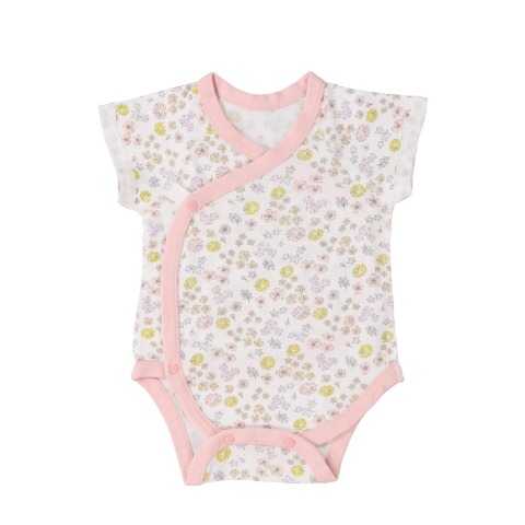 新生児　2枚組半袖打ち合わせロンパス　（50～60・60～70cm）