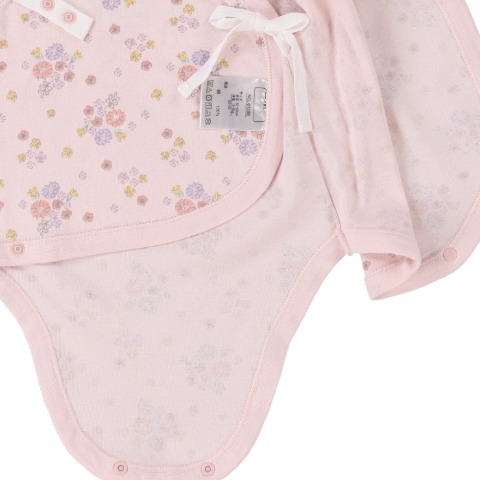 新生児　2枚組半袖打ち合わせロンパス　（50～60・60～70cm）