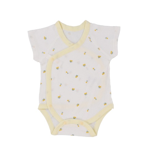 新生児　2枚組半袖打ち合わせロンパス　（50～60・60～70cm）